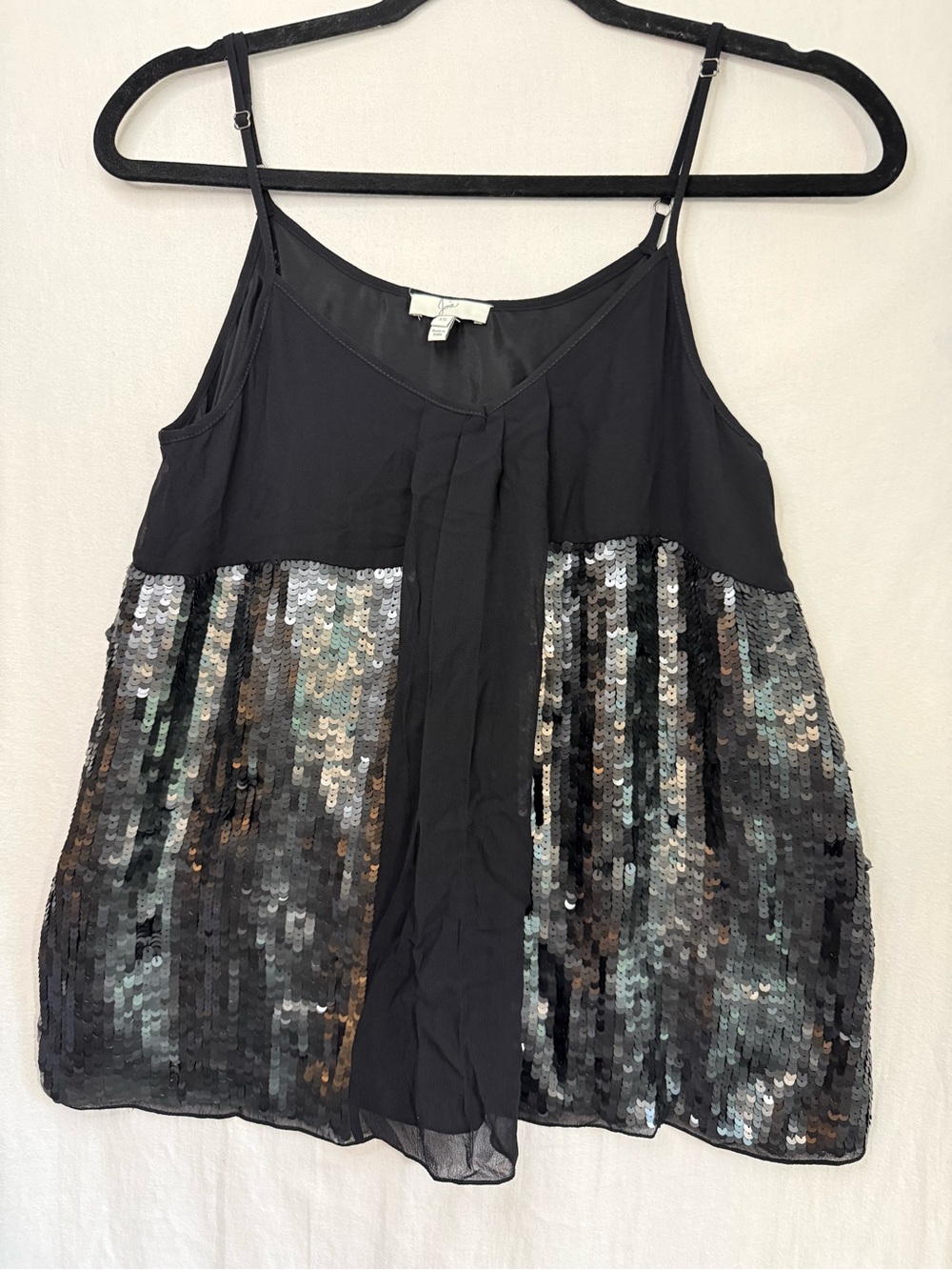 Joie Black Sequin Baby Doll Style Cami Tank Top - Evening Sparkle XS